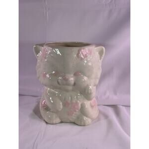 Vintage MCM Kitten Cat Ceramic Vase Planter Baby Floral Arrangement 7" White